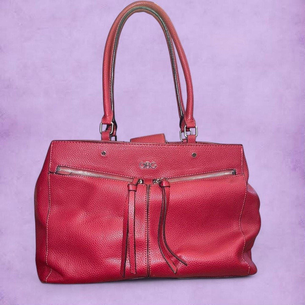 GBG G by GUESS Red Pebbled Faux Leather Triple Compartment Tote Bag Shoulder Bag